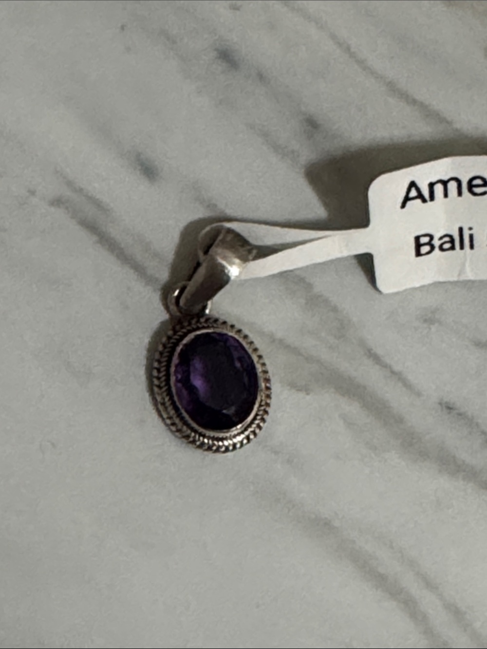 Bali Purple Amethyst Oval Silver Pendant